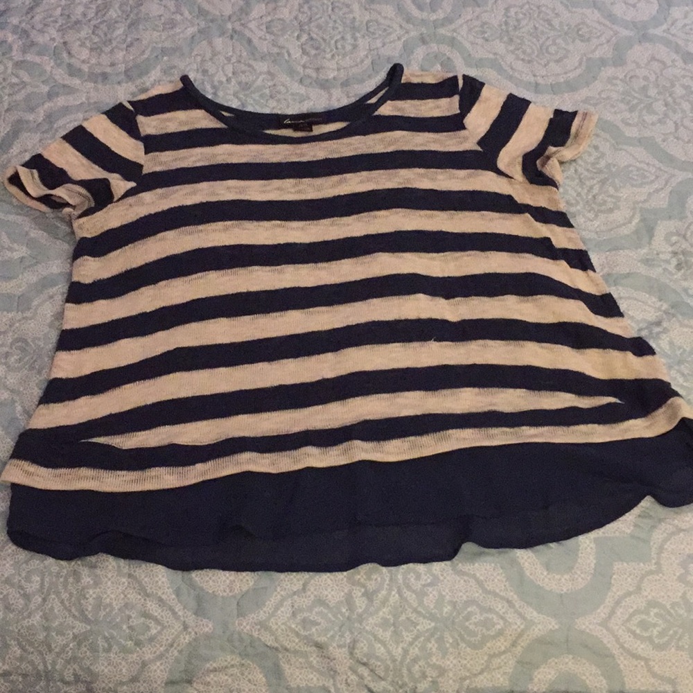 Lane Bryant Navy Striped Shirt